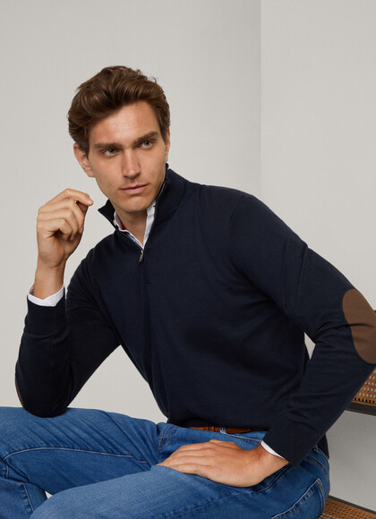 Cotton-Cashmere Quarter Zip Jumper