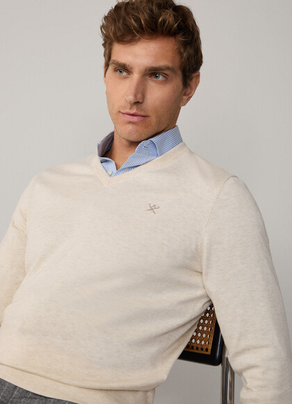 Cotton-Silk V-Neck Jumper