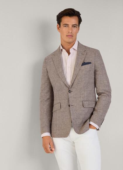 Cotton-Linen Glen check Blazer