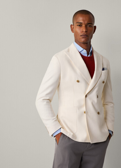 Brushed Cotton Double Breasted Blazer