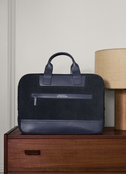Suede Panel Document Bag