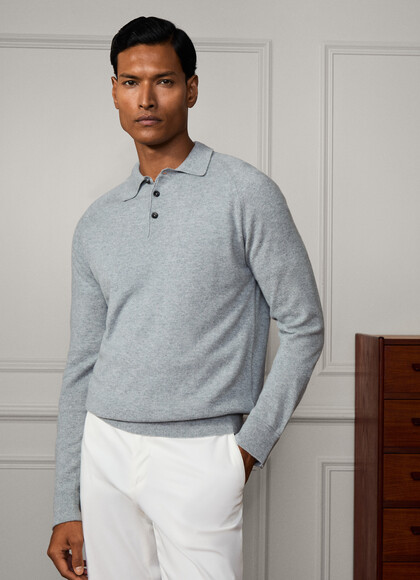 Pure Cashmere Long Sleeve Polo