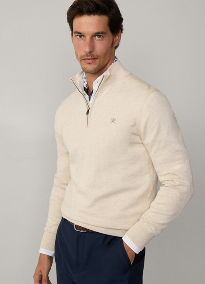 Cotton-Silk Quarter Zip Jumper