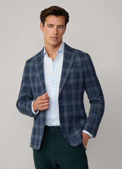 Cotton-Linen Delave Check Blazer