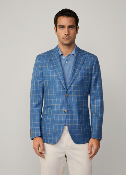 Wool-Silk-Linen Tattersall Blazer