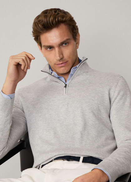 Cotton-Cashmere Quarter Zip Jumper