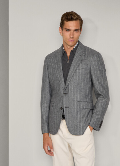 Wool-Cash Stripe Blazer