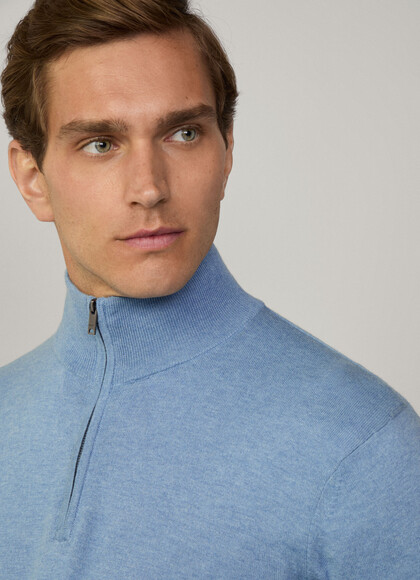 Cotton-Cashmere Quarter Zip Jumper