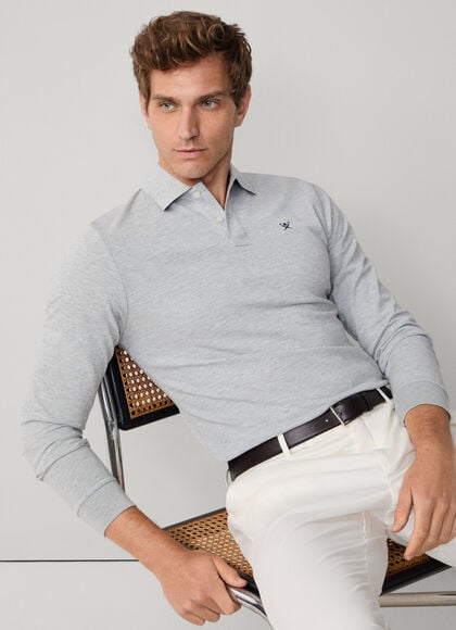 Slim Fit Long Sleeve Pique Polo